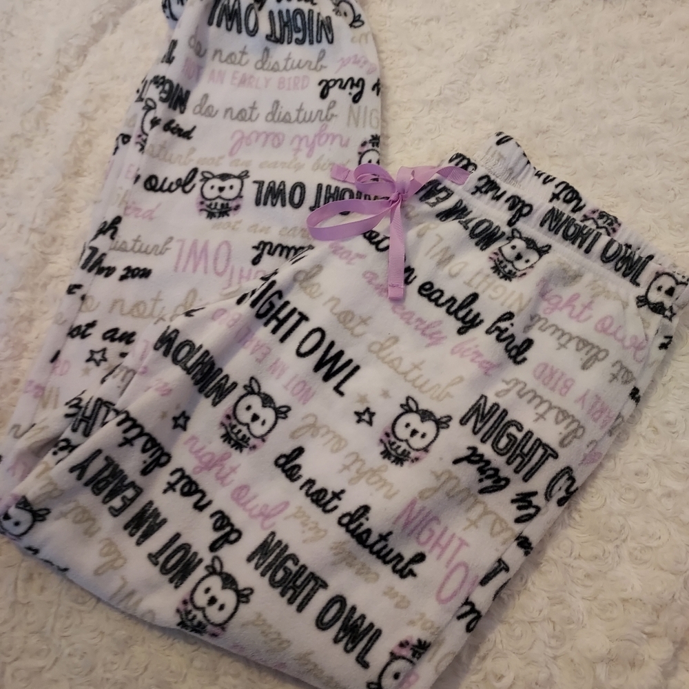 PJ Couture Night Owl Cute Comfy Cozy Plush Loungewear Bottoms Medium